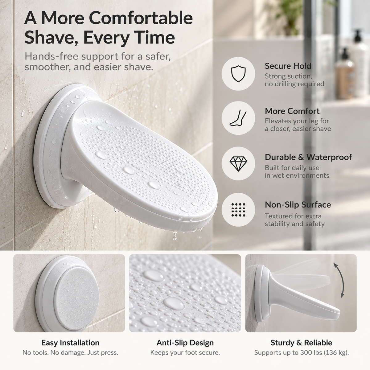 Ordeluno™ Shower Footrest